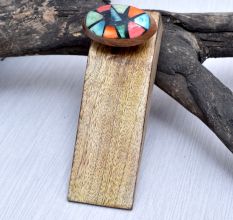 Multi-Coloured Handcrafted Wooden Door Stopper